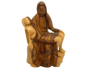 Pieta Sculpture Olive Wood, Virgin Mary Cradling The Dead Body of Jesus Christ, Unique Gift, Easter Home Decor, Holy Land