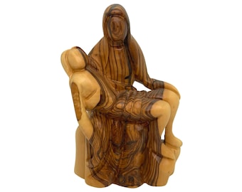 Hand Carved Olive Wood Pieta Sculpture - Holy Land Art