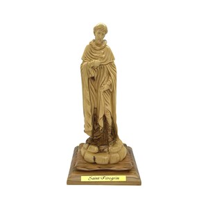 Saint Peregrine Laziosi Patron Cancer Patients olive wood statue hand carved in Bethlehem Holy land
