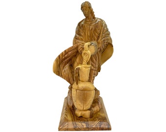 Jesus Changes Water to Wine Olive Wood statue, Jesus First Miracle