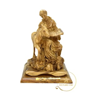 Saint Francis olive wood Sculpture hand carved, St. Francis Of Assisi Statue, Wooden animal, Gratitude, Meditation,  Holy Land