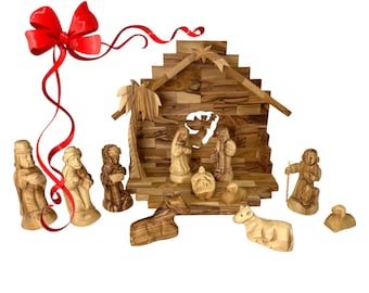 Christmas Nativity set olive wood hand carved in Bethlehem Holy Land | Christmas gifts