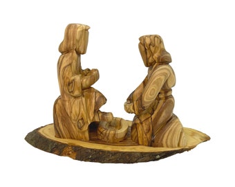 Jesus Washing The Disciples Feet’s Statue Olive Wood Hand Carved in Bethlehem Holy Land