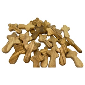 25 Olive Wood Comfort Crosses: Hand Made Holy Land Easter Gift