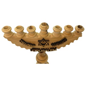 Star of David Menorah Candle Holder Olive Wood handmade in Bethlehem Holy Land image 5