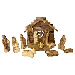 Christmas Nativity set Creche olive wood hand carved in Bethlehem Holy Land