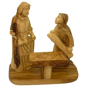 Wooden Saint Joseph the Carpenter Statue, St. Joseph hand carving, Carpenter Gift, Gifts For Him, Holy Land Craft, Jesus Christ