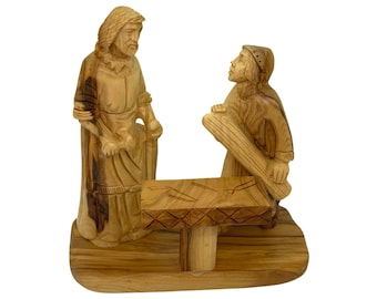Olive Wood Saint Joseph Statue: Hand Carved Holy Land Craft