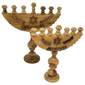 Star of David Menorah Candle Holder Olive Wood handmade in Bethlehem Holy Land image 3