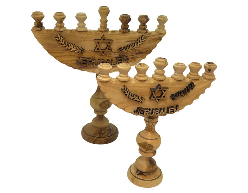 Davidstern Menorah Kerzenhalter Olivenholz handgefertigt in Bethlehem Heiliges Land Bild 3