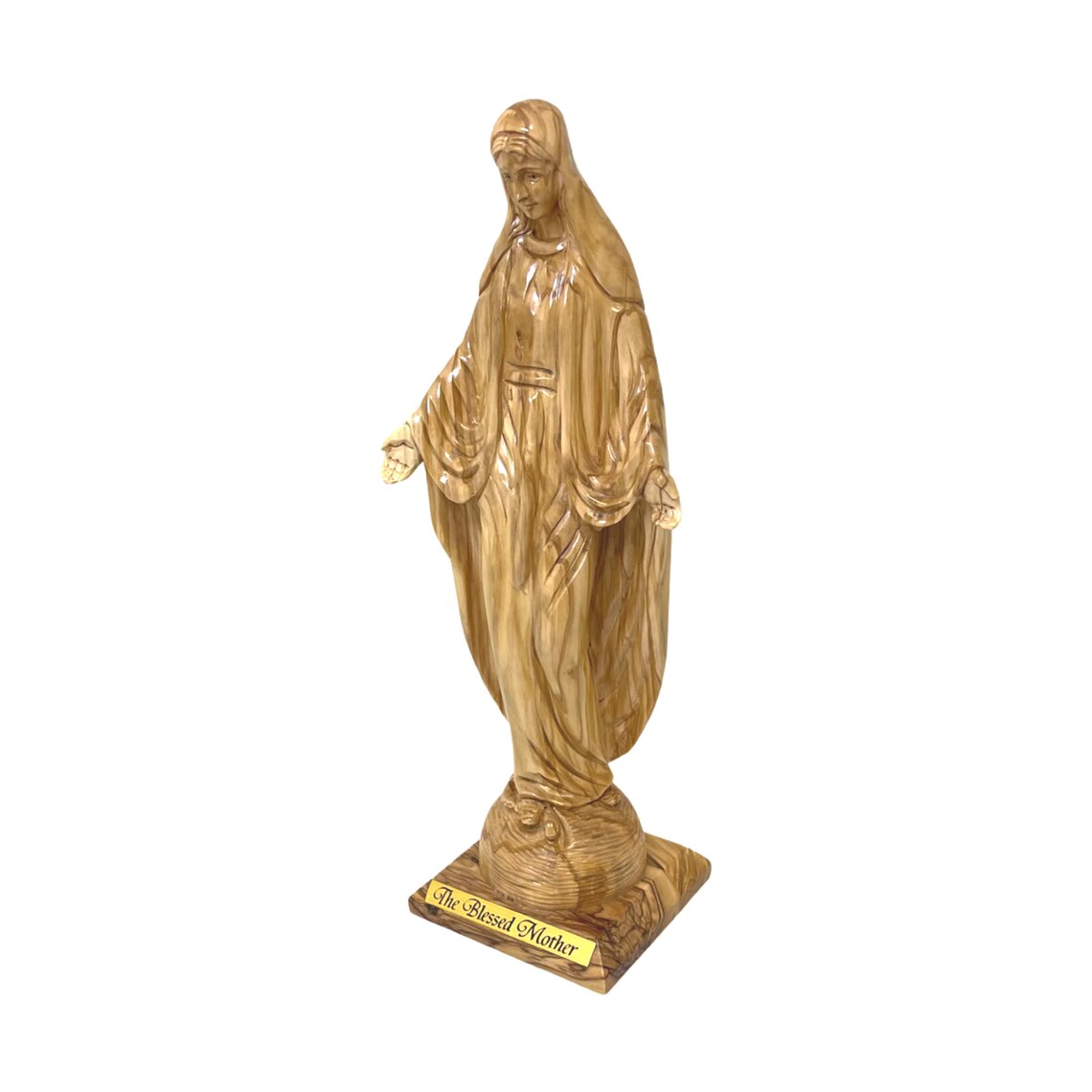 Our Lady of Grace Virgin Mary Madonna Statue Olive Wood Hand Etsy