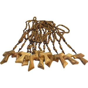 Lot of 12 Tau cross olive wood rosary handmade in Bethlehem Holy Land