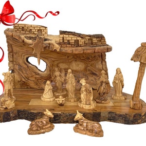 Bethlehem Nativity Set - Olive Wood Hand-Carved Holy Family Figurines | Religious Christmas Decor| Christmas gifts