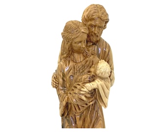 Holy Family large statue olive wood handmade in Bethlehem Holy Land