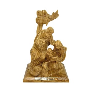 Nativity Holy Family statue olive wood hand made in Bethlehem Holy Land, Nativity Scene
