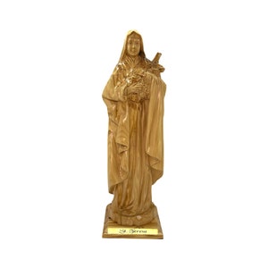 Saint Teresa Hand Made Olive Wood Statue, Patron Saint Therese, St. Teresa Religious Statue,  Christian Home Decor, Holy Land