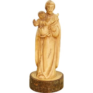 Olive Wood Saint Joseph statue hand made, St Joseph Statue Wood, St. Joseph The Worker, Catholic Saints, Holy Land Craft,