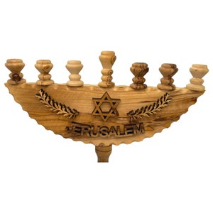 Davidstern Menorah Kerzenhalter Olivenholz handgefertigt in Bethlehem Heiliges Land Bild 2