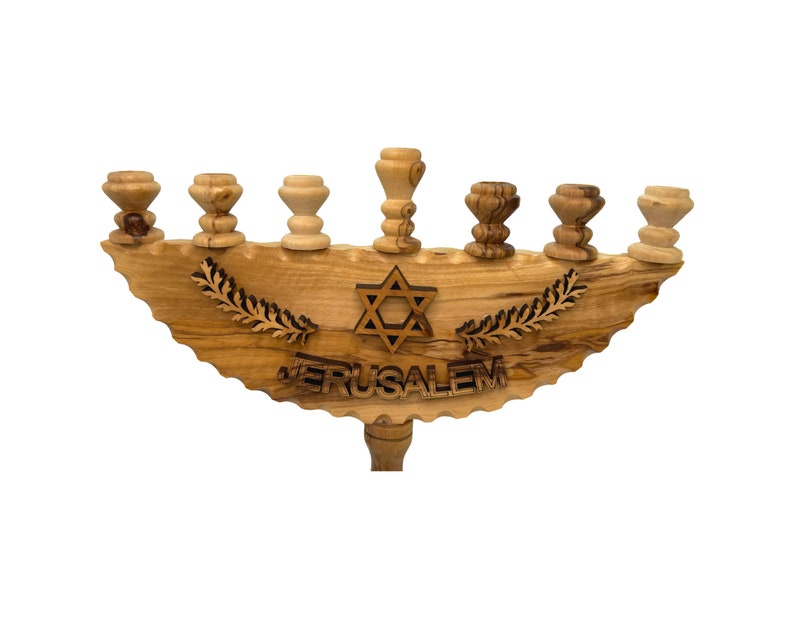 Davidstern Menorah Kerzenhalter Olivenholz handgefertigt in Bethlehem Heiliges Land Bild 2