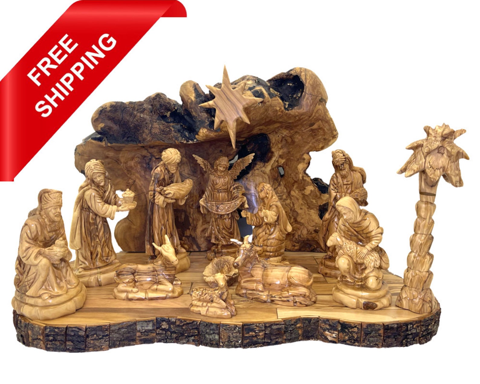 Christmas Nativity Set Olive Wood Hand Carved in Bethlehem Etsy UK