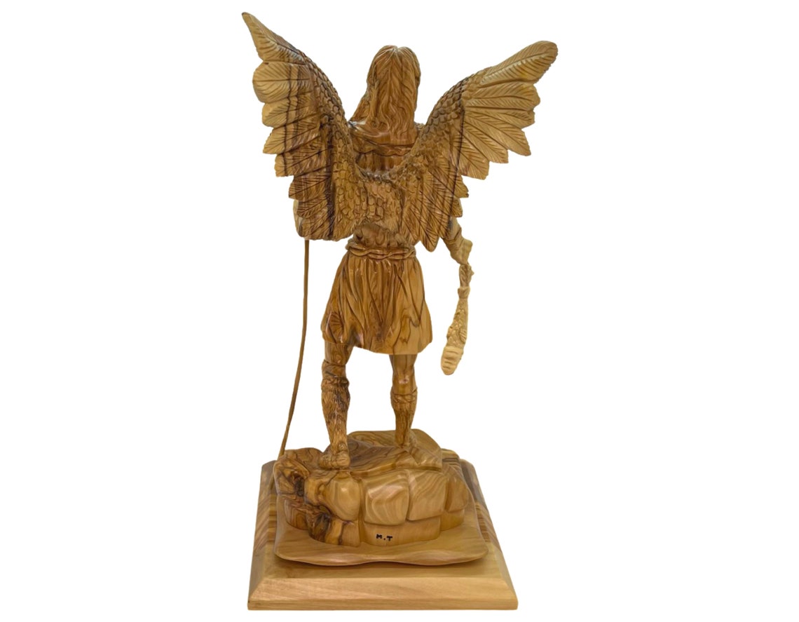Saint Raphael the Healer Statue Archangel Olive Wood Hand Carved in Bethlehem Holy Land Etsy