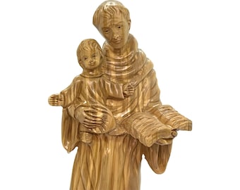 Saint Anthony Statue Olive Wood Hand Made