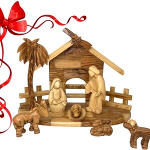 Christmas Nativity scene olive wood Hand Carved in Bethlehem Holy Land | Christmas gifts