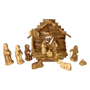 Christmas Nativity set olive wood hand carved in Bethlehem Holy Land, Christmas gifts