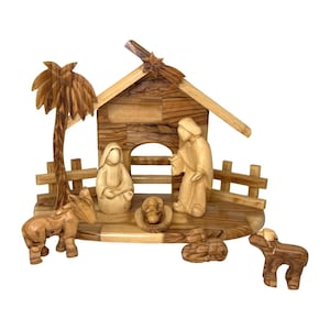 Christmas Nativity scene olive wood Hand Carved in Bethlehem Holy Land Christmas gifts