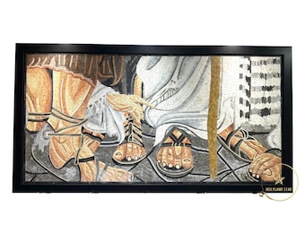 Magdala Mosaic, Feet of Jesus Handmade Jerusalem Stone Wall Art