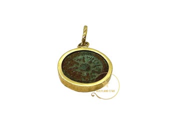 Witwenmilbe Münze Anhänger Runde 18K Gold Rahmen Halskette, alte Biblische Münze Schmuck