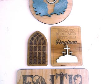 Faith mini signs for tray stands | shelf decor | set of 5