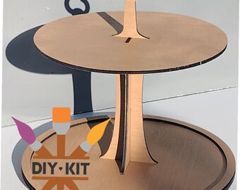 DIY Kit Two tier unfinished Tray | Birch wood | Decor stands
