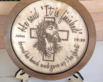 Jesus and cross Christian laser cut tray shelf decor