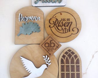 Mini laser cut signs of Faith for trays shelf decor | set of 5