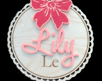 Laser Engraved Wood Baby Name Sign: Personalized Wall Decor