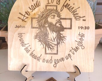 Jesus and cross arch shape shelf decor | Christian wall art