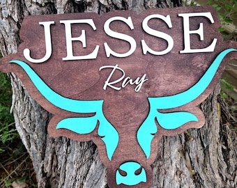 Laser Engraved Wood Name Sign: Personalized Wall Decor | western Cowboy Cowgirl style