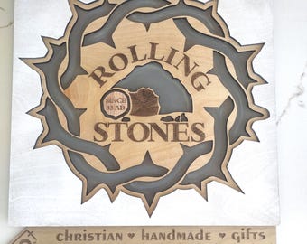 Rolling stones laser cut Christian art | Jesus tomb shelf Decor