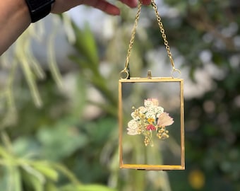 Gepresste Blume Art Kit Mini 2,5 "mal 3,5" Goldrahmen Weihnachtsverzierung Wanddekor Bastelkit