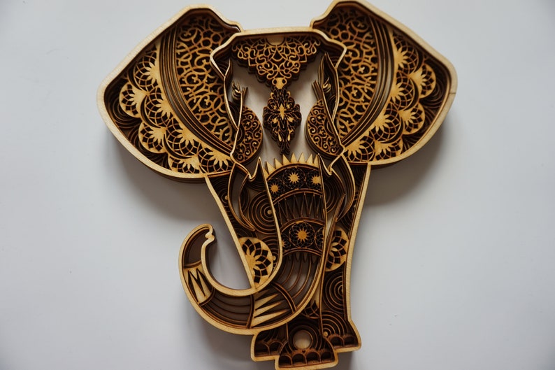 Elephant Mandala Wood Mandala Wall Art Elephant Wood Art Etsy UK