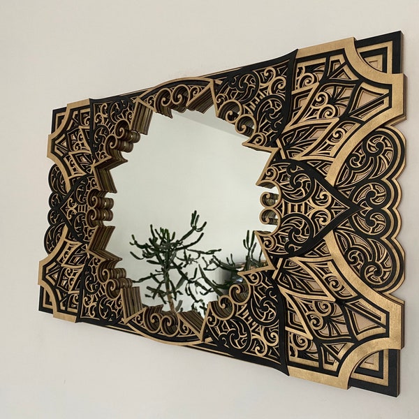 Large Ornate Wood Mirror Etsy