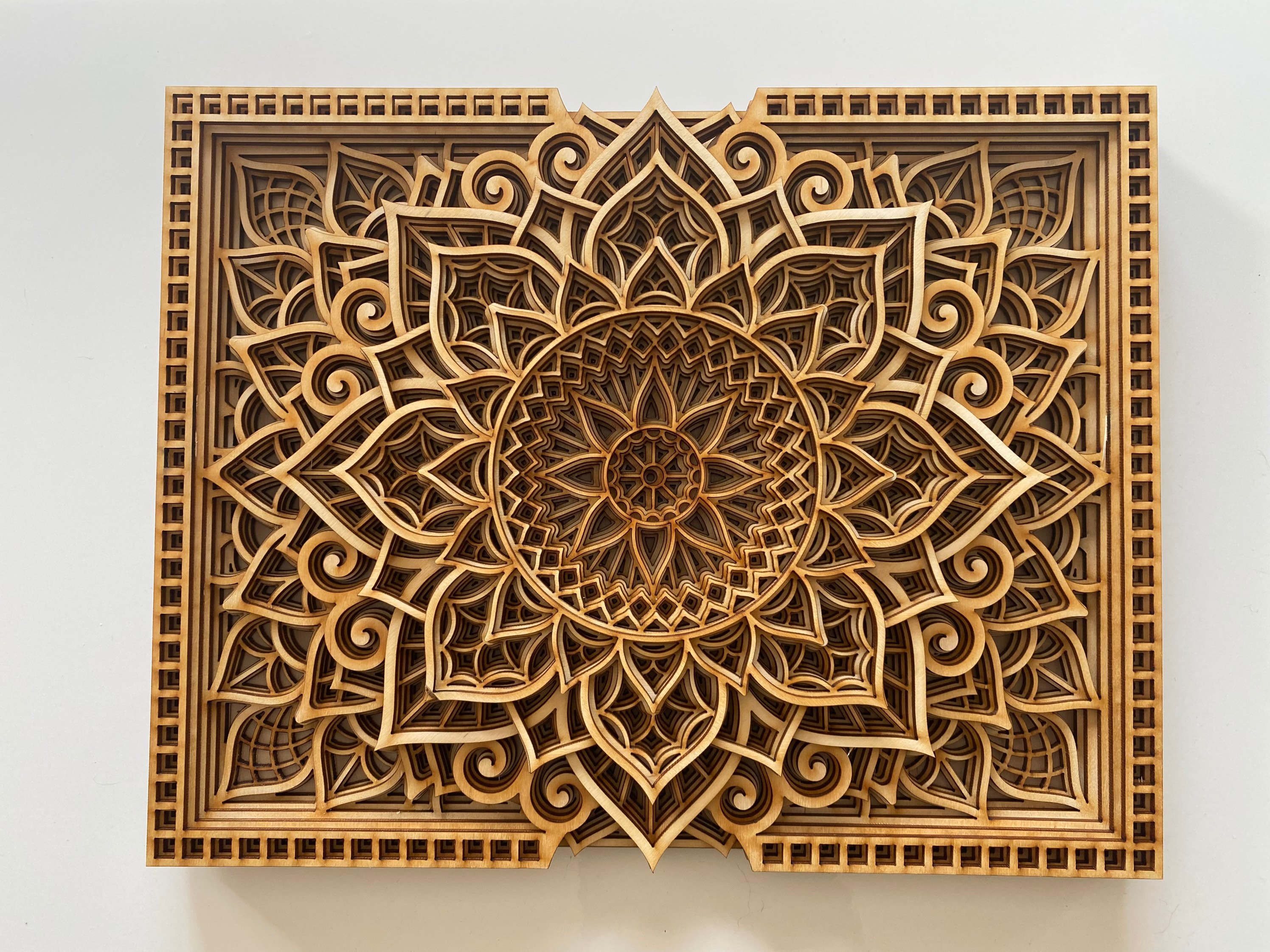 Mandala Wooden Slice, mandala art, wooden log art, black ink art