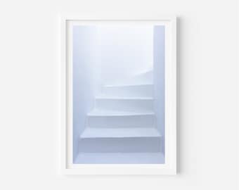 Greek White Stairs Print | Digital download | Wall Art Greece | Mediterranean Art Print | Mediterranean Wall Art | Greece Art Print