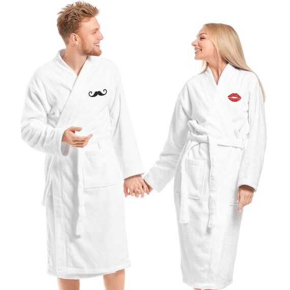 Personalized Cotton Bathrobe Set for Couples 2 Pieces Terry Etsy