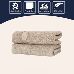 Luxury Bath Towels, 100% Cotton, Soft, Absorbent & Quick to Dry 2-pack  SUYJI 