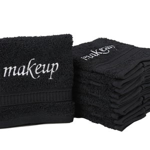 soft cotton make up towel remover makeup towels for face sensitive skin microfiber washcloths wash cloths clothes set 6 pieces pack black Turkish absorbent quick dry salon washcloth cloth eye bathroom removers luxury reusable facial care removal