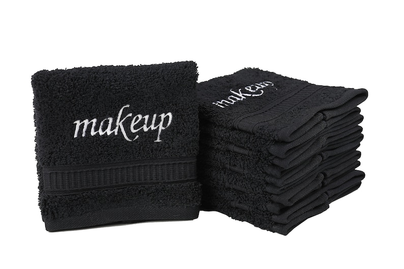 soft cotton make up towel remover makeup towels for face sensitive skin microfiber washcloths wash cloths clothes set 6 pieces pack black Turkish absorbent quick dry salon washcloth cloth eye bathroom removers luxury reusable facial care removal