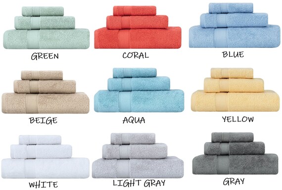 White Classic Luxury 100% Cotton Bath Towels Set of 4 - 27x54 Aqua