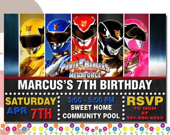 Power Rangers Invitation Etsy